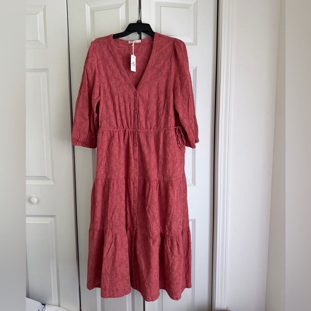 Marine Layer Eyelet Maxi Dress in Dusty Rose